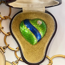 Load image into Gallery viewer, 1930’s Faberge Russian Diamond Green Enamel Heart Brooch