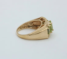 Load image into Gallery viewer, Vintage 14K Yellow Gold Peridot & DIamond Ring, Statement Ring