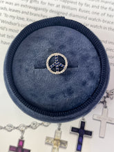 Load image into Gallery viewer, Vintage 14K White Gold Sapphire & Diamond “ Peace“ Charm