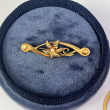 Load image into Gallery viewer, Art Nouveau 14K Yellow Gold Floral Pearl Brooch
