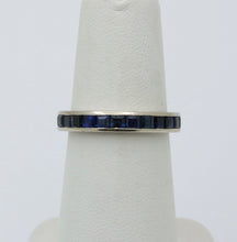 Load image into Gallery viewer, Vintage 14K White Gold Channel Set Sapphire Eternity Band Size 7