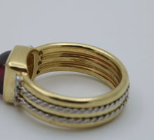 Load image into Gallery viewer, Vintage 18K Two Tone Rubellite Tourmaline and Diamond Ring