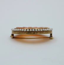 Load image into Gallery viewer, Antique Art Deco 14K Yellow Gold Carved Agate & Pearl Brooch