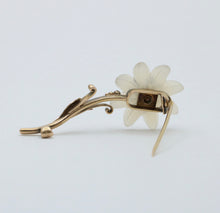 Load image into Gallery viewer, Vintage 14K Yellow Gold Carved Flower DIamond Brooch