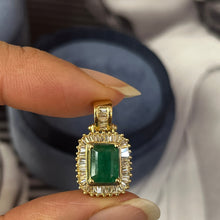 Load image into Gallery viewer, Vintage Emerald & Diamond 14K Yellow Gold Pendant