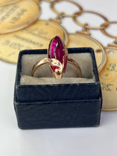 Load image into Gallery viewer, Vintage Russian 14K Rose Gold Floral Navette Ring