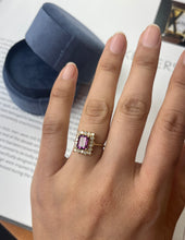 Load image into Gallery viewer, Vintage Pink Rhodolite Garnet Diamond 14K Yellow Gold Ring