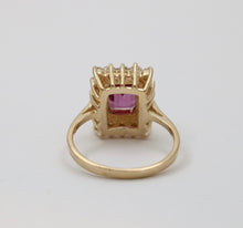 Load image into Gallery viewer, Vintage Pink Rhodolite Garnet Diamond 14K Yellow Gold Ring