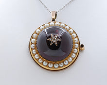 Load image into Gallery viewer, Huge Victorian Garnet Diamonds Pearls 18K Yellow Rose Gold Pendant Brooch Pin
