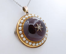 Load image into Gallery viewer, Huge Victorian Garnet Diamonds Pearls 18K Yellow Rose Gold Pendant Brooch Pin