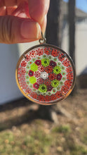 Load and play video in Gallery viewer, Vermeil Murano Glass Millefiori Disk Pendant
