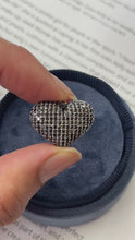 Load and play video in Gallery viewer, Vintage 14K White Gold Diamond & Black Diamond Puffed Heart Pendant