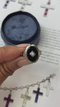 Load and play video in Gallery viewer, Antique Art Deco 14K White Gold Onyx & Diamond Ring