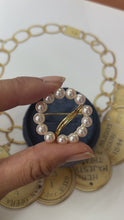 Load and play video in Gallery viewer, Vintage Mikimoto 18K Yellow Gold Pearl Circle Brooch