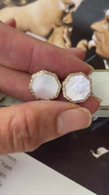 Load and play video in Gallery viewer, Art Deco Style Mother Of Pearl Metal Cufflinks