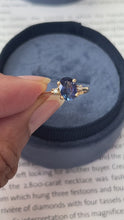 Load and play video in Gallery viewer, Vintage 14K Yellow Gold Sapphire & Diamond Ring, Engagement Ring