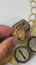 Load and play video in Gallery viewer, Antique Victorian 14K Yellow Gold Shield Signet Ring