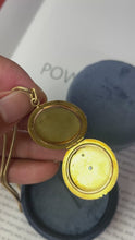 Load and play video in Gallery viewer, Art Deco 18K Yellow Gold Greek Key Enamel Diamond Locket Pendant
