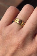 Load and play video in Gallery viewer, English Victorian 15K Yellow Gold Tourmaline & Diamond Band