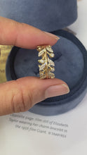 Load and play video in Gallery viewer, Vintage 14k yellow Gold Likeness Of Sage Leaves Diamond Band