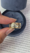 Load and play video in Gallery viewer, Vintage White & Yellow Gold Filigree Wide Band