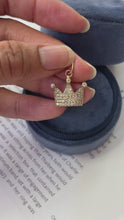 Load and play video in Gallery viewer, Vintage 10K Yellow Gold Diamond Crown Pendant