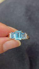 Load and play video in Gallery viewer, Vintage Blue Topaz & Diamond 10K Yellow Gold Birthstone Ring, Engagement Ring.