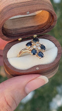 Load and play video in Gallery viewer, Vintage 14K Yellow Gold Sapphire & Diamond Cluster Ring