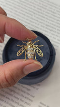 Load and play video in Gallery viewer, Vintage 14K Yellow Gold Diamond Bee Brooch Pin