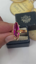 Load and play video in Gallery viewer, Vintage Russian 14K Rose Gold Floral Navette Ring
