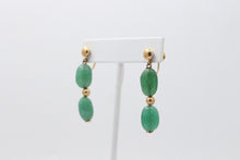 Load image into Gallery viewer, Vintage 14K Yellow Gold Aventurine Dangling Earrings