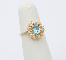 Load image into Gallery viewer, Vintage Blue Topaz Diamonds 14K Yellow Gold Cocktail Ring