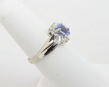 Load image into Gallery viewer, Vintage 14K White Gold Cornflower Blue Sapphire & Diamond Ring