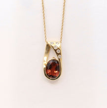 Load image into Gallery viewer, Elegant Tourmaline Diamonds 14K Yellow Gold Pendant and Chain