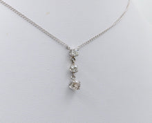 Load image into Gallery viewer, Vintage 14K White Gold Three Diamond Pendant, Necklace