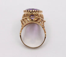 Load image into Gallery viewer, Vintage 10K Yellow Gold Floral Setting Amethyst Statement Ring