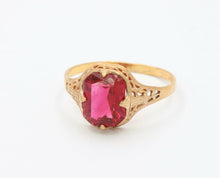 Load image into Gallery viewer, Edwardian Ladies 14K Yellow Gold Synthetic Ruby Ring