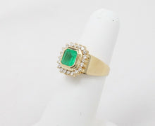 Load image into Gallery viewer, Vintage 14K Yellow Gold Emerald & Diamonds Cocktail Ring