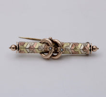 Load image into Gallery viewer, Antique Victorian Tri- Color 10K Gold Pearl Bar Pin, Antique Brooch