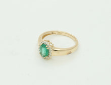 Load image into Gallery viewer, Vintage 14K Yellow Gold Diamond Emerald Ring