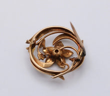 Load image into Gallery viewer, Antique Victorian 14K Yellow Gold Diamond and Pearl Floral Brooch, Pin
