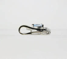 Load image into Gallery viewer, Vintage 14K White Gold Aquamarine Diamond Tear Drop Pendant