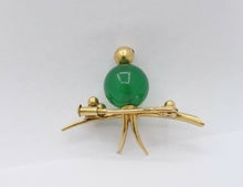 Load image into Gallery viewer, Vintage 14K Yellow Gold Chalcedony Bird Brooch