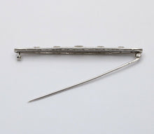 Load image into Gallery viewer, Art Deco 14K White Gold Diamond Filigree Bar Pin, Brooch