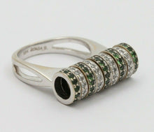 Load image into Gallery viewer, Sonia B 18K White Gold Interactive Diamonds and Green Garnet Movable Ring Band.