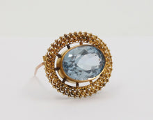 Load image into Gallery viewer, Antique Victorian Etruscan Revival Blue Spinel Brooch Pin