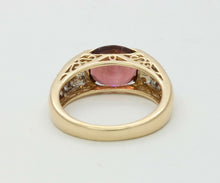 Load image into Gallery viewer, Vintage 14K Yellow Gold Diamond Orangy Pink Tourmaline Ring