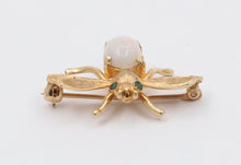 Load image into Gallery viewer, Vintage 14K Yellow Gold Opal Bee Brooch