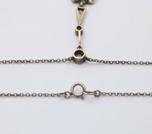 Load image into Gallery viewer, Edwardian 14K Gold & Silver Sapphire, Rose Cut Diamond Floral Lavalier Necklace
