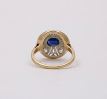 Load image into Gallery viewer, Art Deco Sapphire Diamond 14K White Yellow Gold Ring